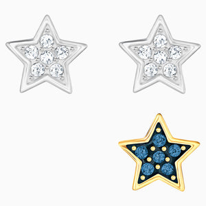 Crystal Wishes Star Pierced Earring Set, Multi-coloured, Mixed metal finish