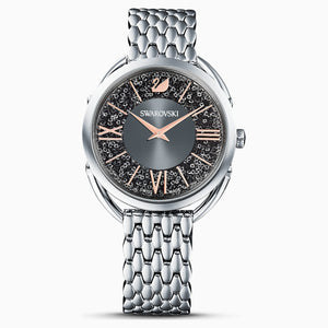 Crystalline Glam Watch, Metal bracelet, Grey, Stainless steel