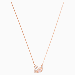 Dazzling Swan Necklace, Multi-coloured, Rose-gold tone plated