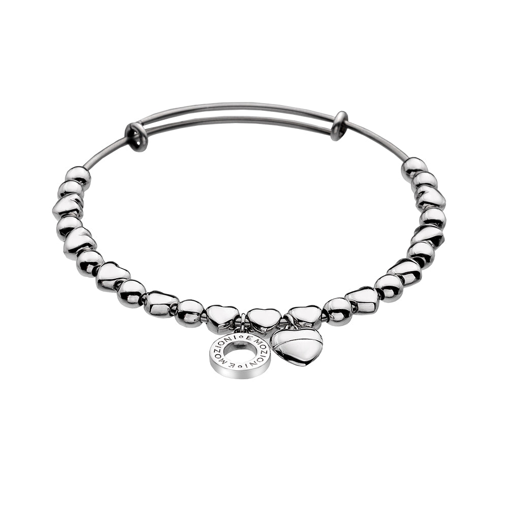 Emozioni Silver Plate Heart Bangle - Large