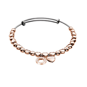 Emozioni Rose Gold Plated Heart Bangle - Large