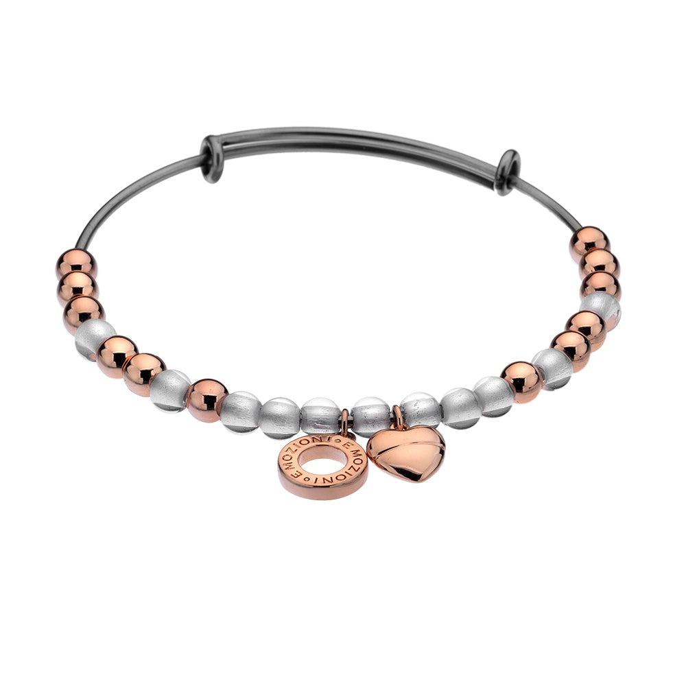 Emozioni Large Rose Gold Plate Bangle - White