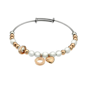 Emozioni Rose Gold Plate Bangle - White Mother of Pearl