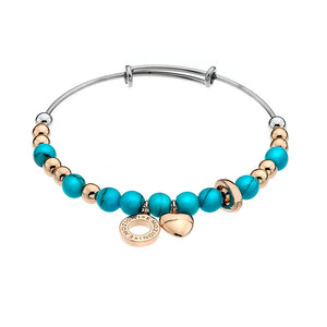 Emozioni Rose Gold Plate Bangle - Turquoise