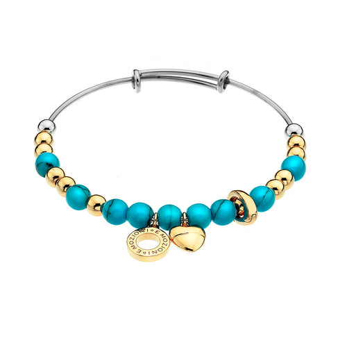 Emozioni Yellow Gold Plate Bangle - Turquoise