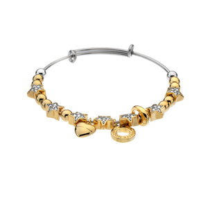 Emozioni Yellow Gold Plate Crystal Star Bangle