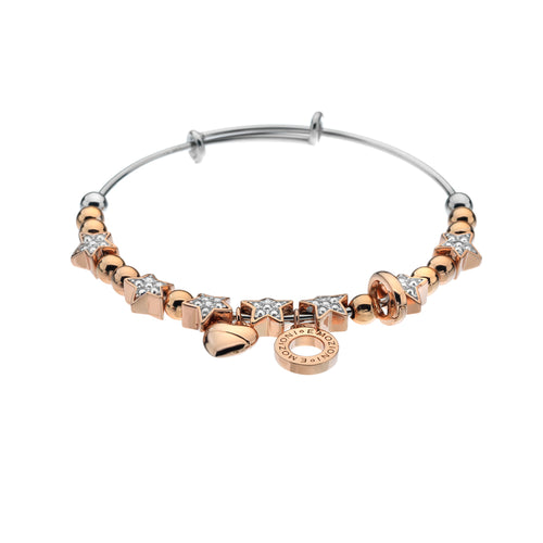 Emozioni Rose Gold Plate Crystal Star Bangle