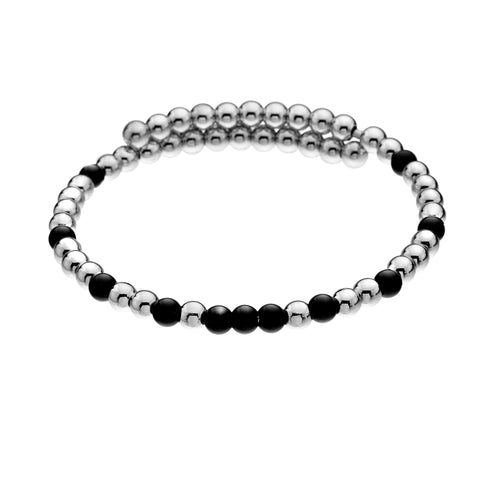 Emozioni Silver Plate Wrap Bangle - Black