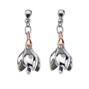 Diamonds for all Seasons Silver & Rose Gold Plated Snowdrop Earrings