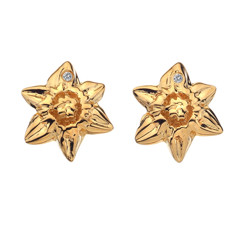 Diamonds for all Seasons Yellow Gold Plated Daffodil Earrings