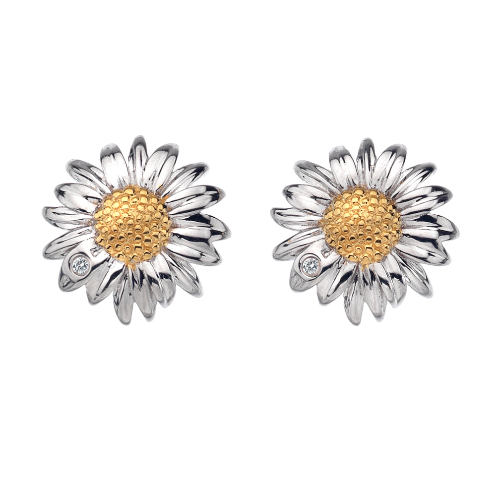 Diamonds for all Seasons Silver & 18ct Gold Daisy Earrings