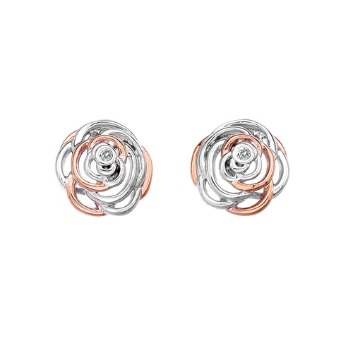 Eternal Rose Stud Earrings - Rose Gold Plated Accents