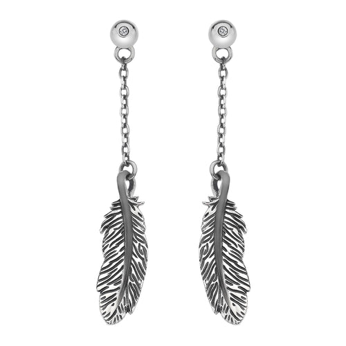 Feather Long Drop Earrings