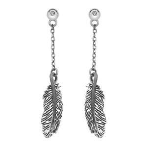 Feather Long Drop Earrings