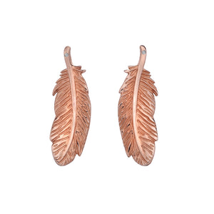 Feather Stud Earrings - Rose Gold Plated