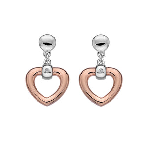 Just Add Love Bonded Heart Earrings - Rose Gold Plate Accents