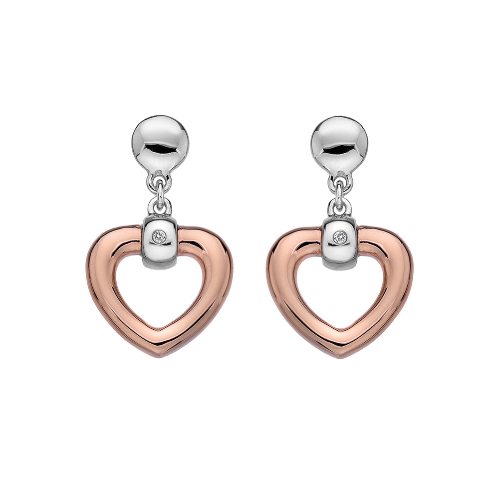 Just Add Love Bonded Heart Earrings - Rose Gold Plate Accents