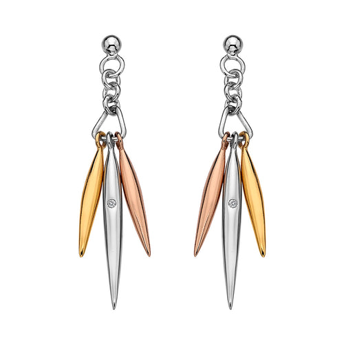 Icicle Drop Earrings -  Rose and Yellow Gold Plated Accents