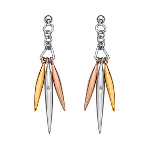 Icicle Drop Earrings -  Rose and Yellow Gold Plated Accents