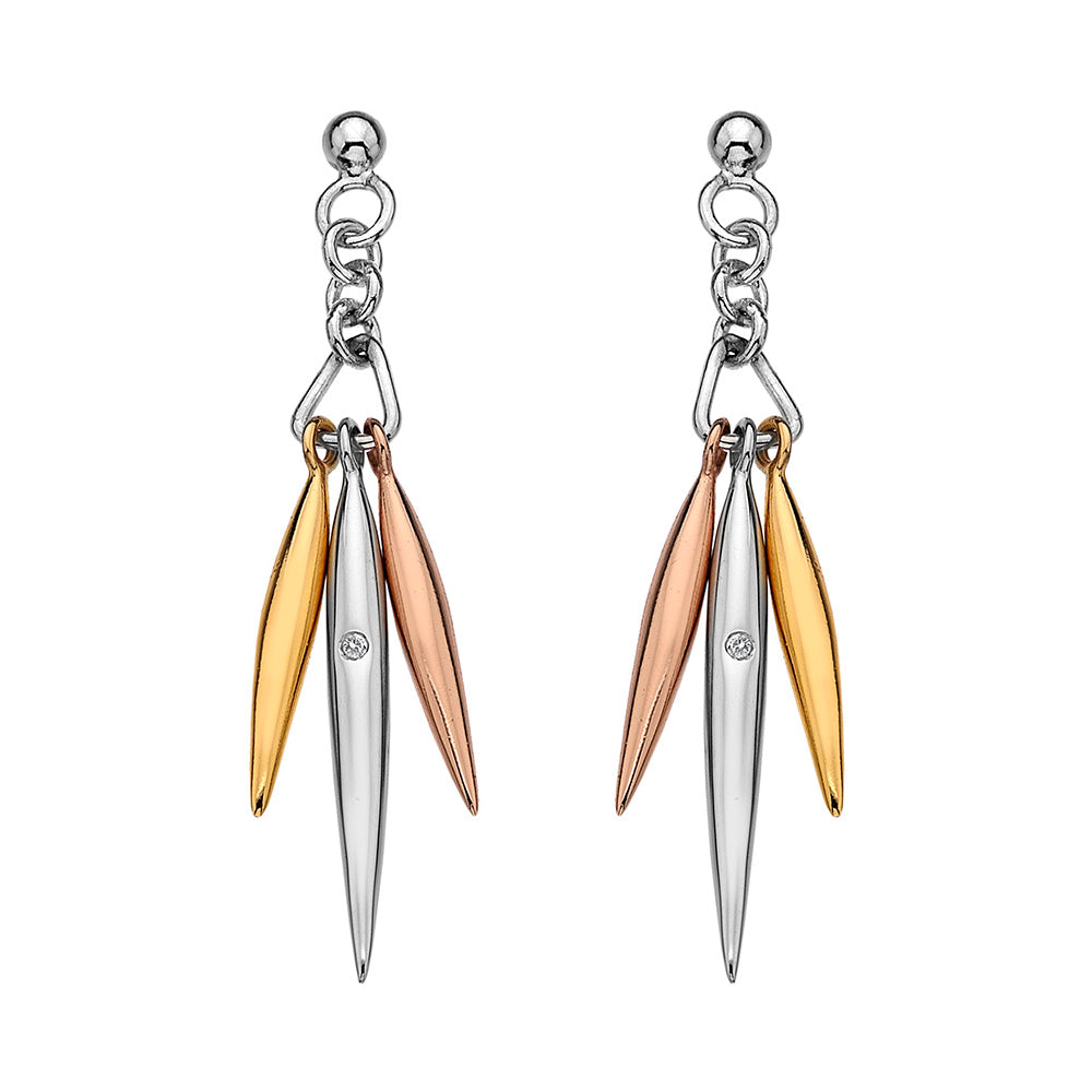 Icicle Drop Earrings -  Rose and Yellow Gold Plated Accents