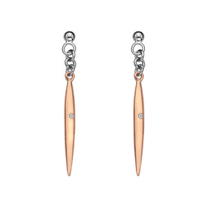 Icicle Single Drop Earrings -  Rose Gold Plated Sterling Silver