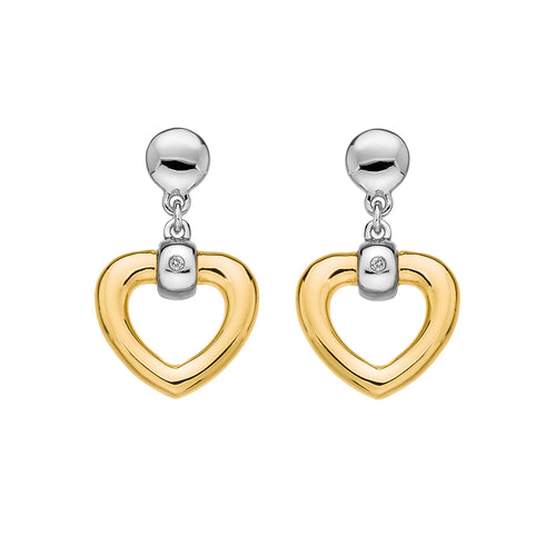 Just Add Love Bonded Heart Earrings - Yellow Gold Plate Accents
