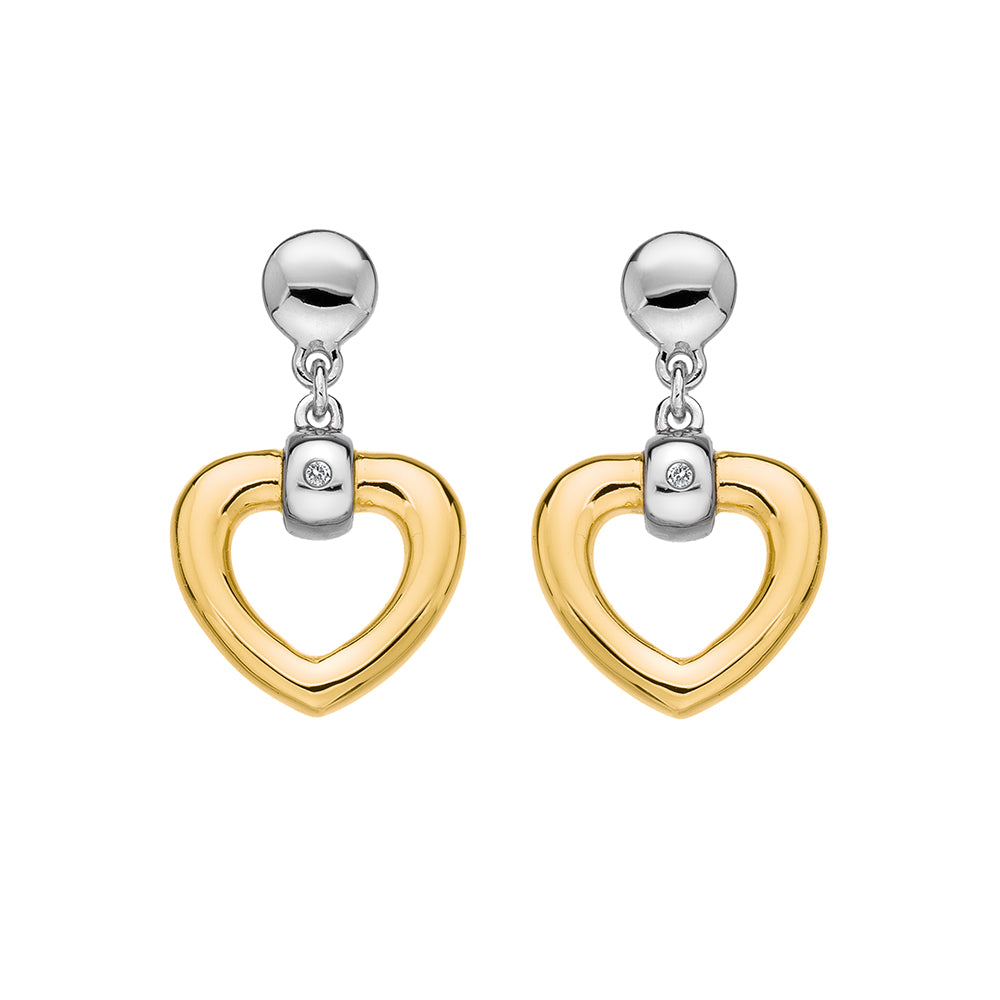 Just Add Love Bonded Heart Earrings - Yellow Gold Plate Accents