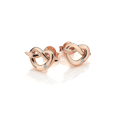 Infinity Heart Rose Gold Plate Earrings