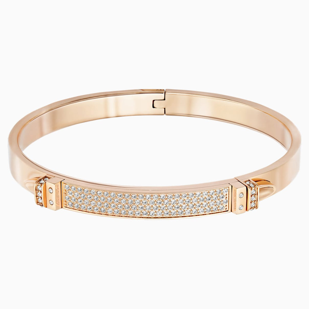 Distinct Bangle, White, Rose-gold tone plated