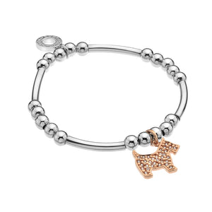 Devoted Dog Bar Bracelet With Rose Gold Plated Accents