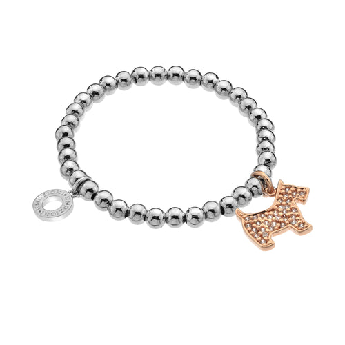 Devoted Dog Bead Bracelet With Rose Gold Plated Accents