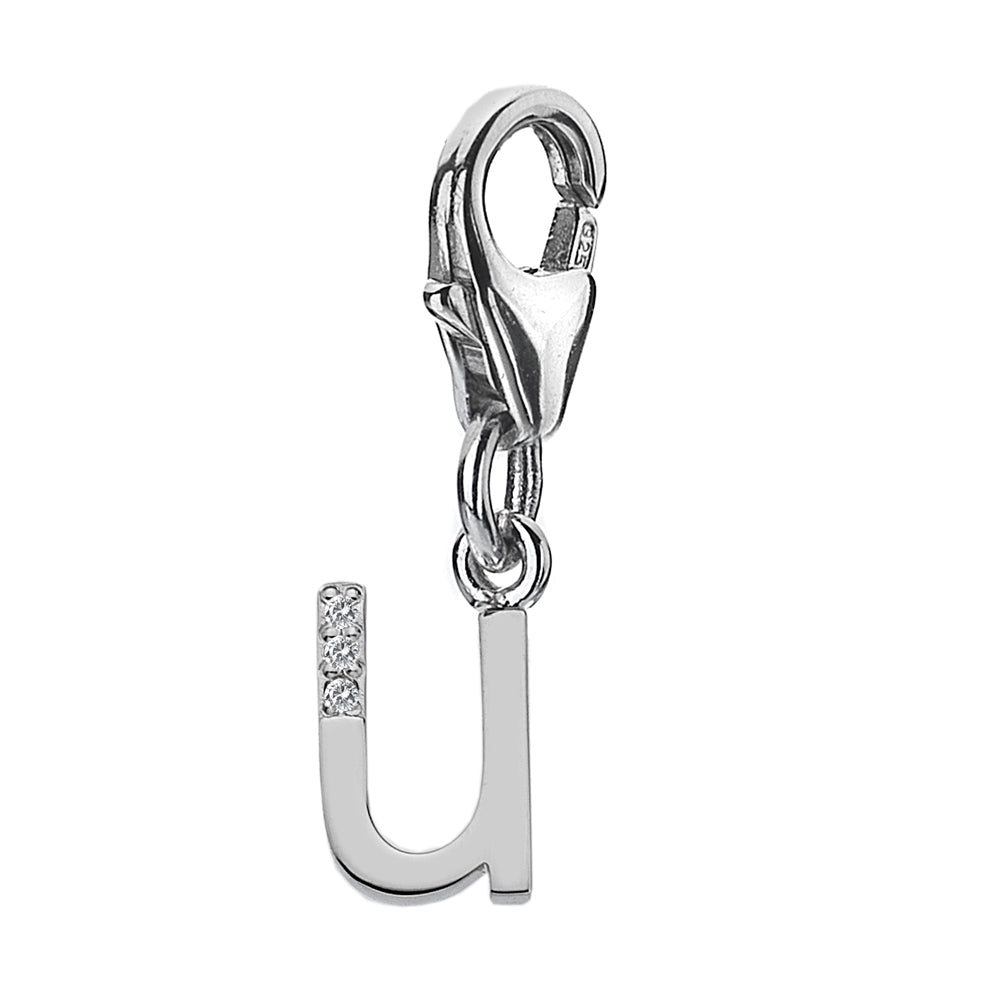 Diamond Letters 'U' Charm