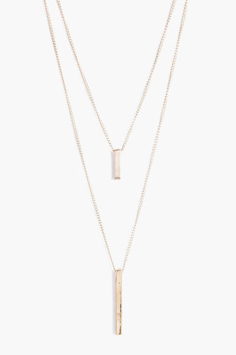 Womens Double Bar Layered Necklace - metallics - One Size, Metallics