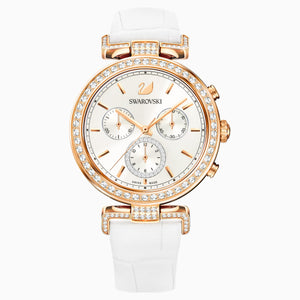 Era Journey Watch, Leather strap, White, Rose-gold tone PVD
