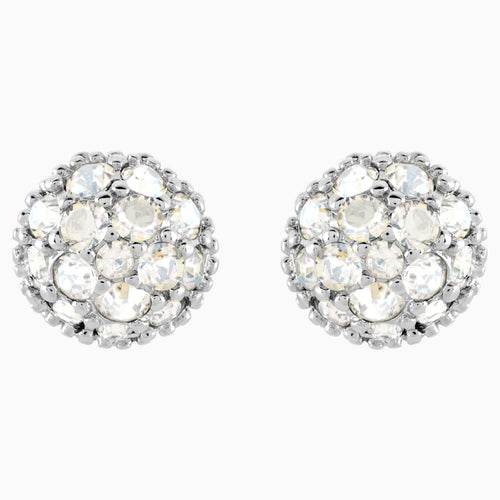 Euphoria Pierced Earrings, White, Rhodium plated