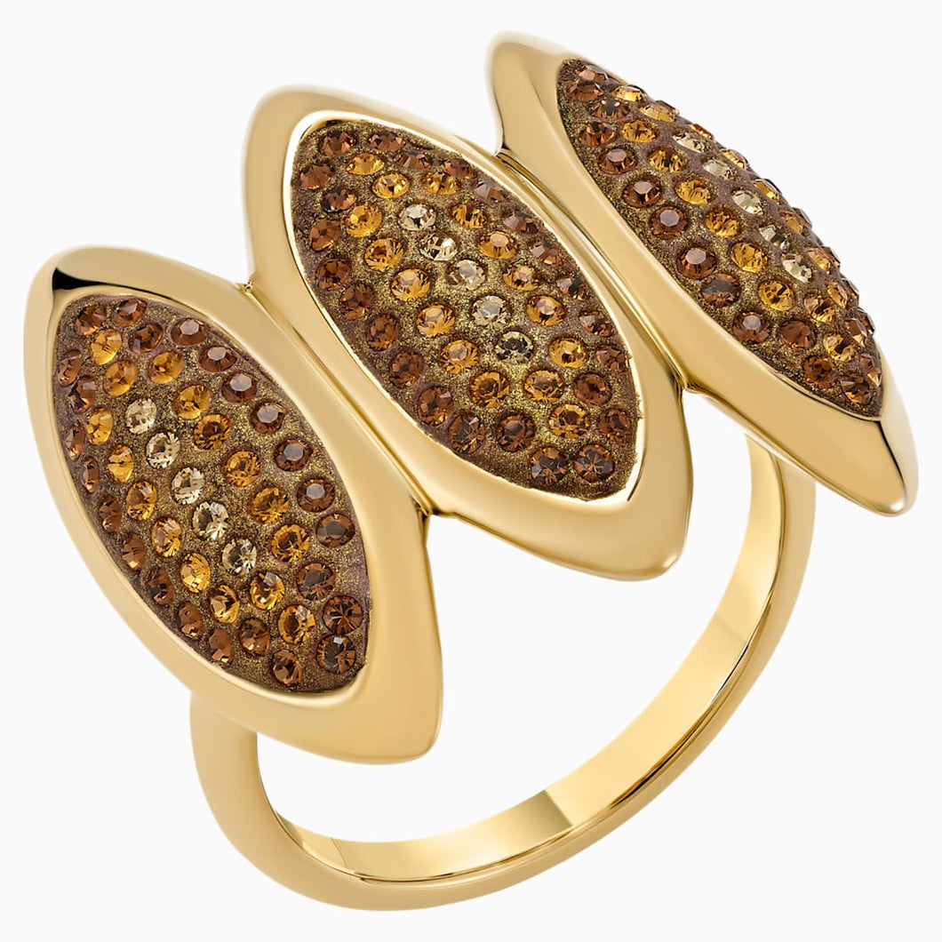 Evil Eye Cocktail Ring, Brown, Gold-tone plated