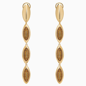 Evil Eye Drop Clip Earrings, Brown, Gold-tone plated