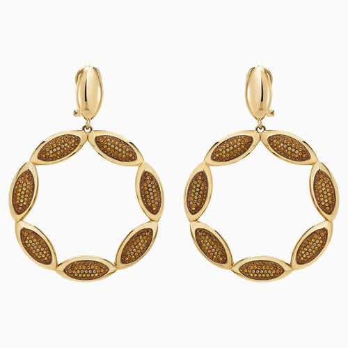 Evil Eye Hoop Pierced Earrings, Brown, Gold-tone plated