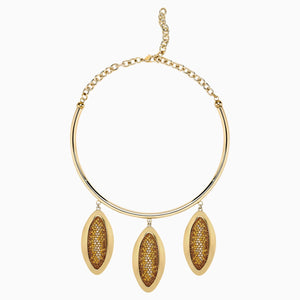 Evil Eye Statement Necklace, Brown, Gold-tone plated