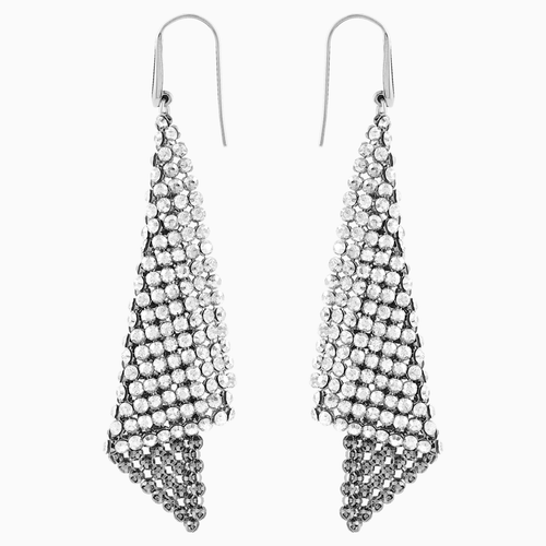 Fit Pierced Earrings, Grey, Rhodium plated