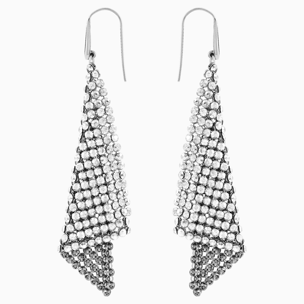 Fit Pierced Earrings, Grey, Rhodium plated