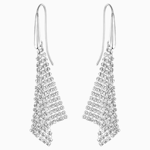 Fit Pierced Earrings, White, Rhodium plated