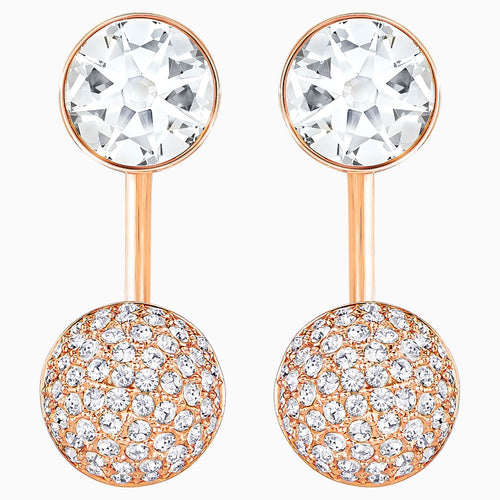 Forward Pierced Earring Jackets, White, Rose-gold tone plated