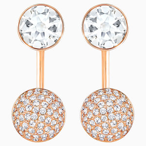 Forward Pierced Earring Jackets, White, Rose-gold tone plated