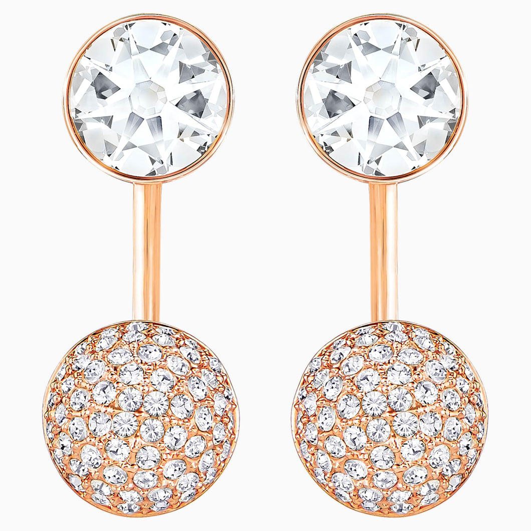 Forward Pierced Earring Jackets, White, Rose-gold tone plated