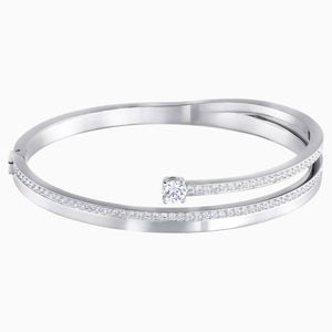 Fresh Bangle, White, Rhodium plated