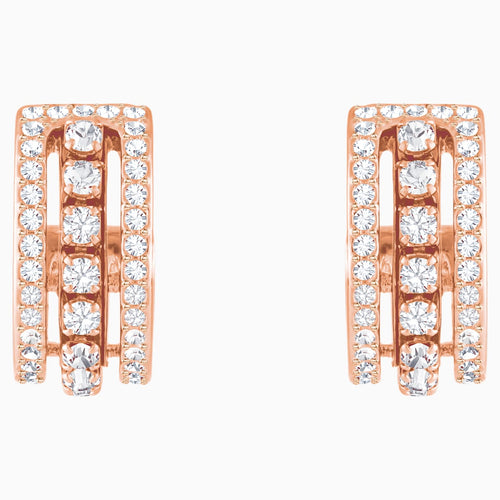 Further Pierced Earrings, White, Rose-gold tone plated