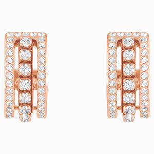 Further Pierced Earrings, White, Rose-gold tone plated