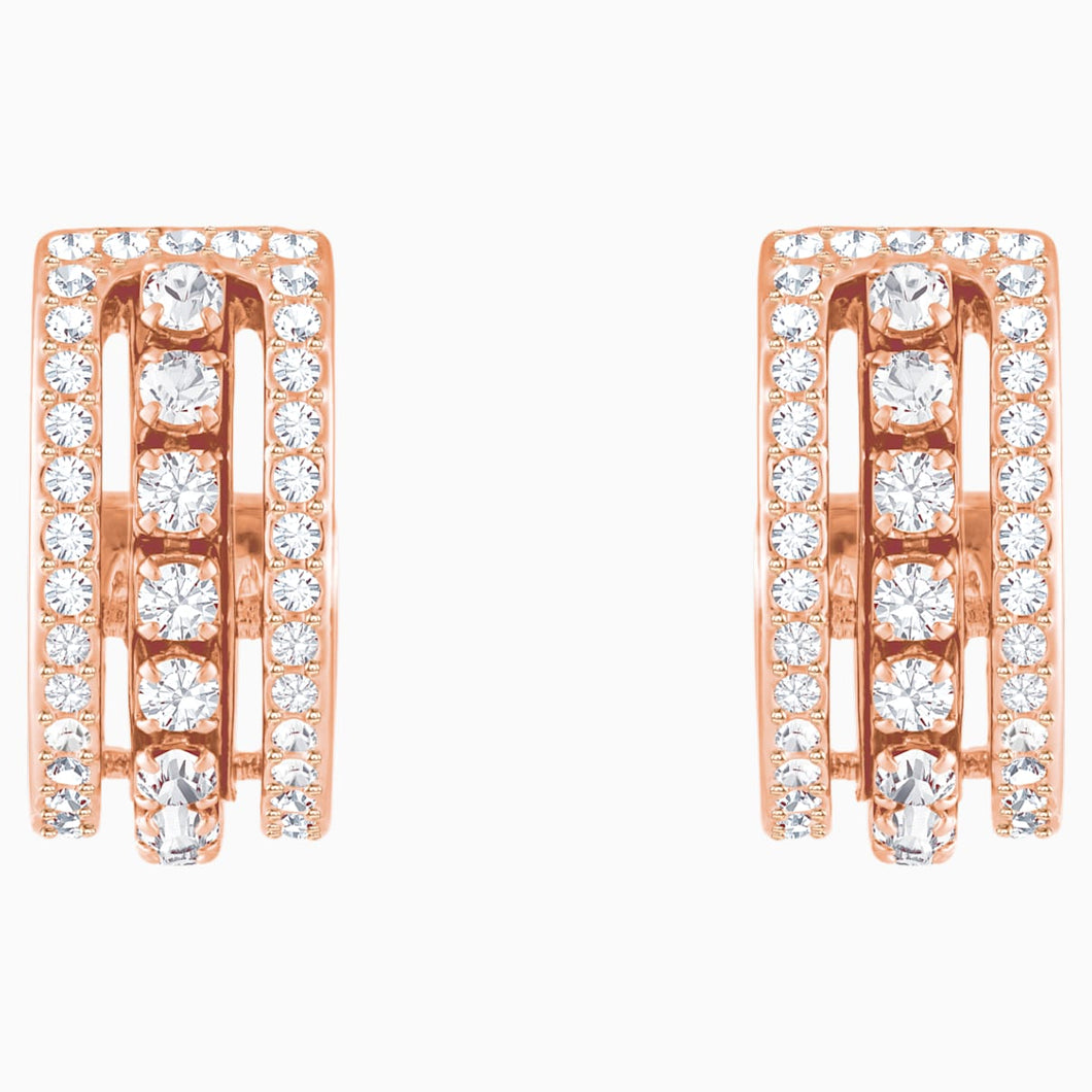 Further Pierced Earrings, White, Rose-gold tone plated