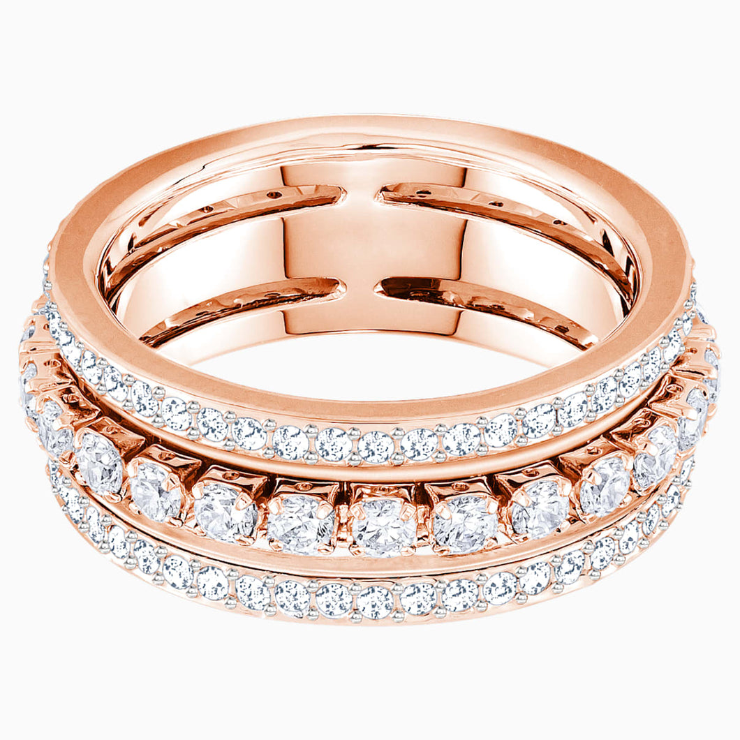 Further Ring, White, Rose-gold tone plated
